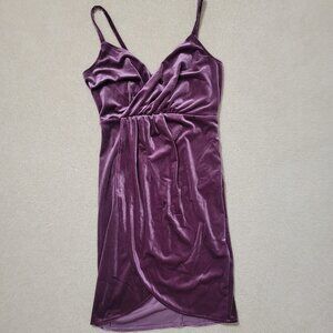 Women's Purple Velvet Tulip Hem Mini Dress, Size Small / 4